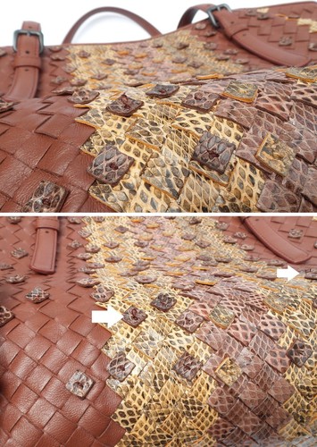 BOTTEGA VENETA Tasche rostbraun A-Form Medium Intrecciato Leder Schlangenleder - Bild 12 von 12