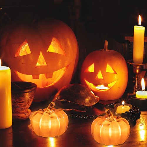 Small Light Up LED Pumpkin Halloween Autumn Orange Pumpkin Desktop Ornament - Picture 9 of 12