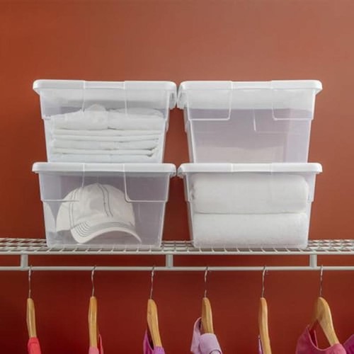 16Qt Stackable Storage Bins W/ Lids Clear Plastic Boxes Organization 12-Pack New - Picture 5 of 7