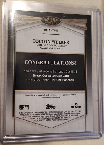 Colton Welker 2022 Topps Tier One Auto Rookie 135/299 - Picture 2 of 3