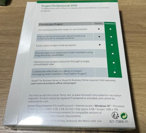 Microsoft Project Professional 2019 - Brand New Sealed - Physically Delivered - Picture 3 of 3