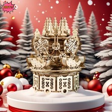 3D Wooden Puzzles Music Box Rotating Christmas Tree Building Model Kit Kids Gift