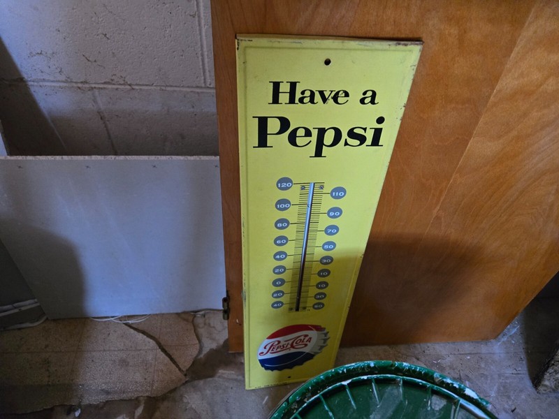 Vintage Original Pepsi Cola "Have a Pepsi" Thermometer Advertising Board