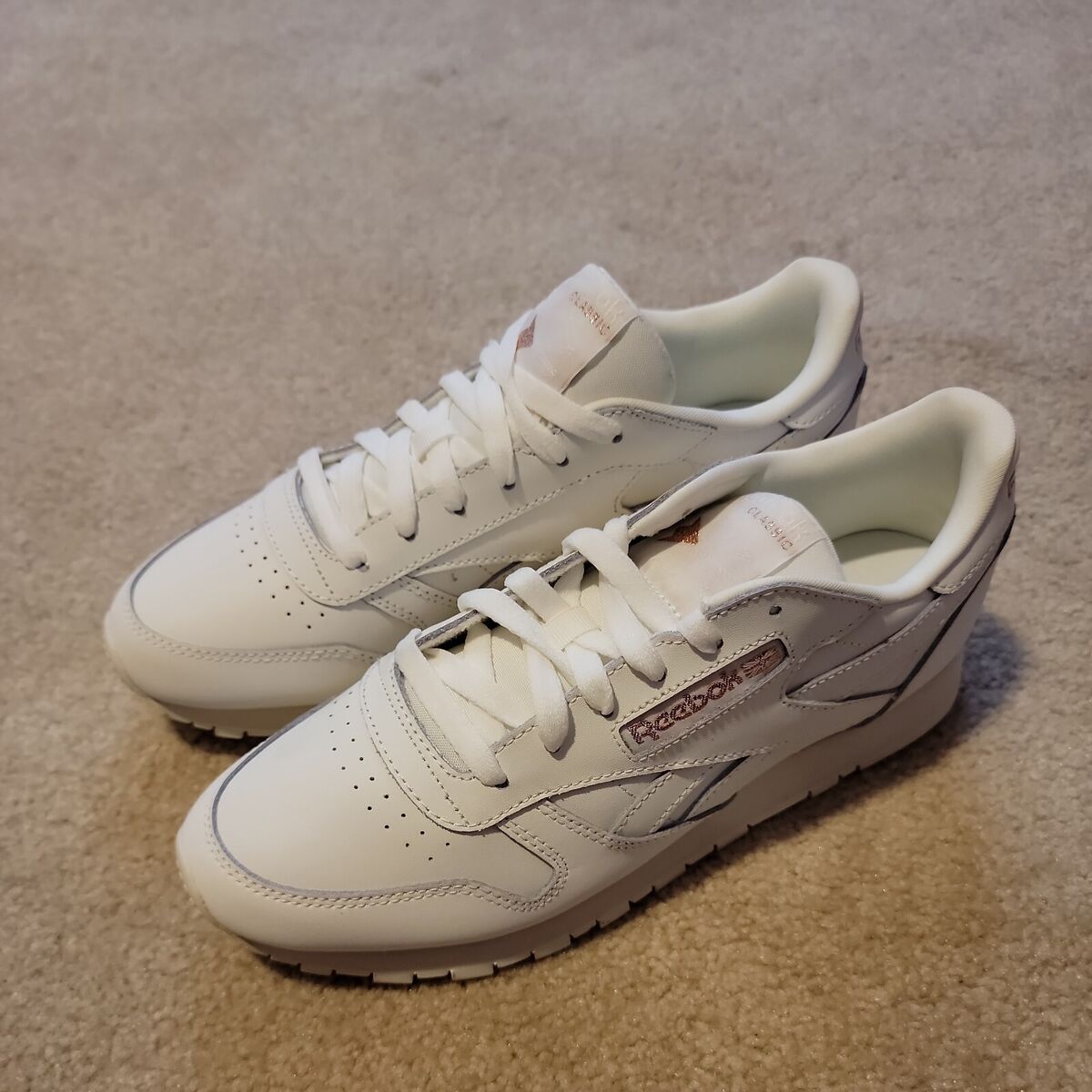 Reebok Classic DV3762 White/Rose Gold Leather Womens Sz 9 On | eBay