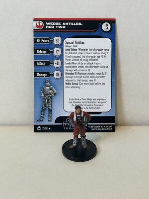Star Wars Miniaturen Wedge Antilles Red Two mit Karte, selten, Rebel Faction
