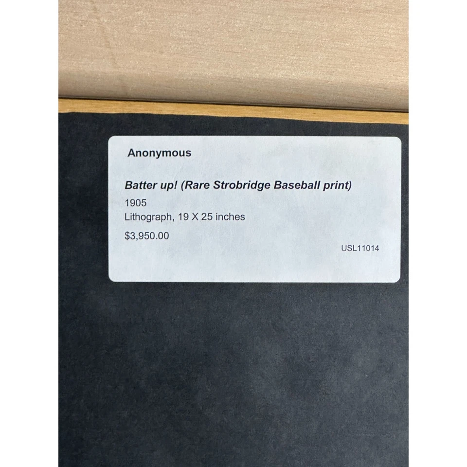 Rare 1905 Strobridge Lithograph Batter Up! Baseball Print by Anonymous - Image 3 of 4