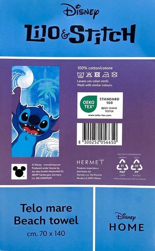 Telo Mare Disney Lilo & Stitch Asciugamano piscina spugna 100% Cotone 70x140 cm - Imagen 5 de 6