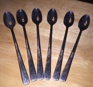 6-Oneida-Thor-Fluted-Rose-7-7-8-034-Iced-Tea-Spoons-Stainless-Steel-USA