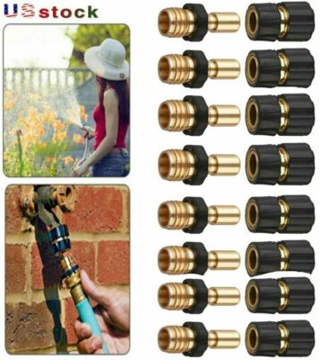#ad 8 Pairs Universal Garden Hose Quick Connect Set Brass Hose Tap Adapter Connector $6.71