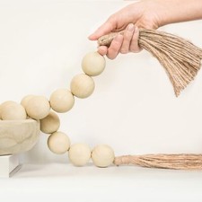 Extra Large Wood Bead Garland with 1.6" Diameter Wood Beads, Wooden Beads Gar...