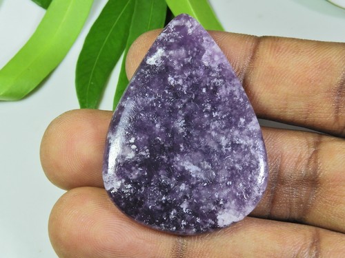 60CTS. NATURAL PURPLE LEPIDOLITE PEAR CABOCHON LOOSE GEMSTONE 32X44X03 MM q448 - Picture 2 of 9