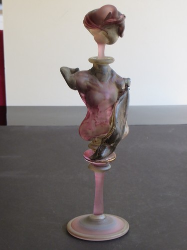Kunstglas große Parfümflasche mit Stopfen handgefertigte abstrakte Figur einer Frau - Bild 10 von 10