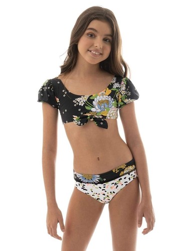 Maaji L16815 Black Floral Reversible Two-Piece Swimsuit Size 12 - Picture 1 of 2