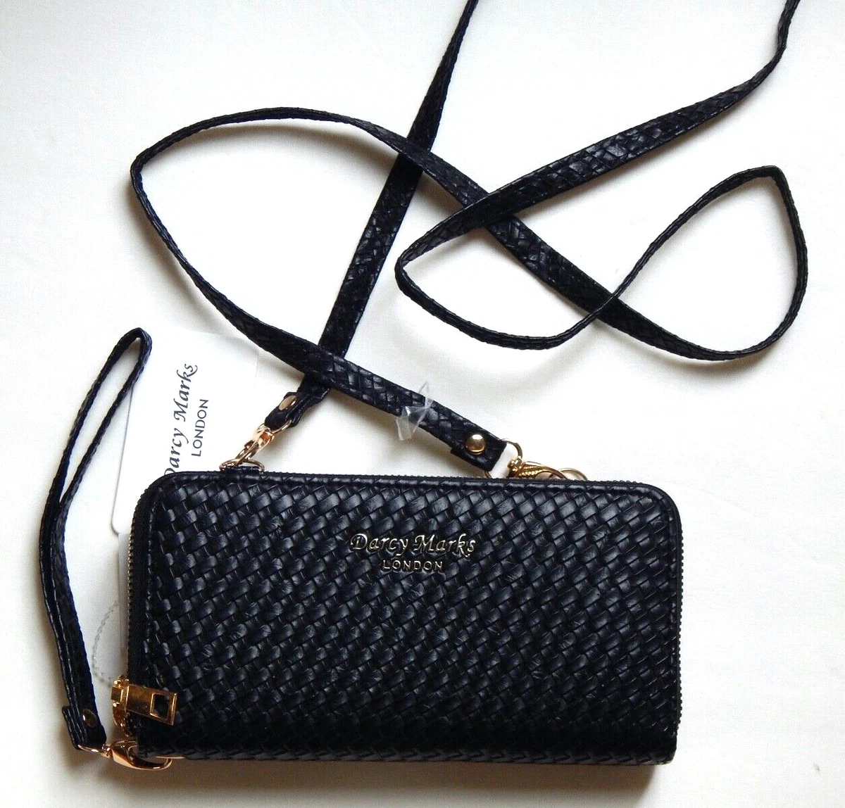 DARCY MARKS LONDON DOUBLE COMPARTMENT WRISTLET WALLET SHOULDER BAG