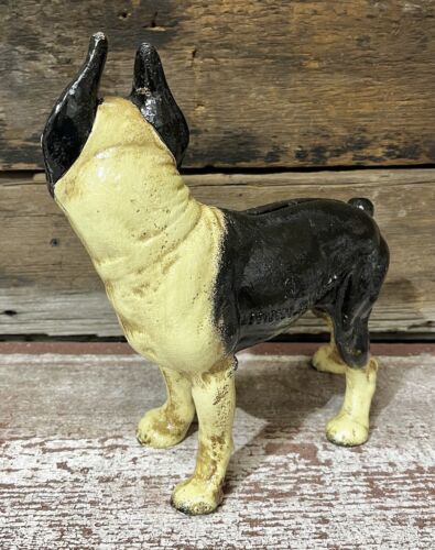Cast Iron Boston Terrier Dog Right-Facing Heavy Coin Bank ~ Door Stop - Picture 3 of 5