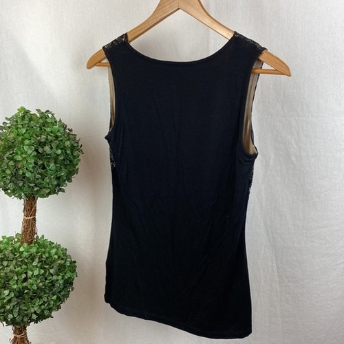 Venus Black Sleeveless Lace Bodice Tank Top L - Picture 2 of 5