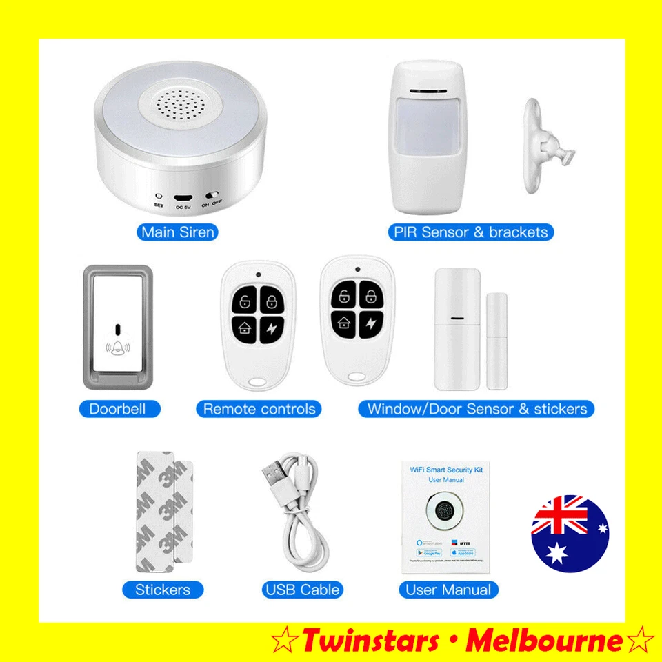 W2 Smart Wireless WiFi Security Calling Alarms System 6 Pcs Kits DIY Phone APP - image 4 of 4