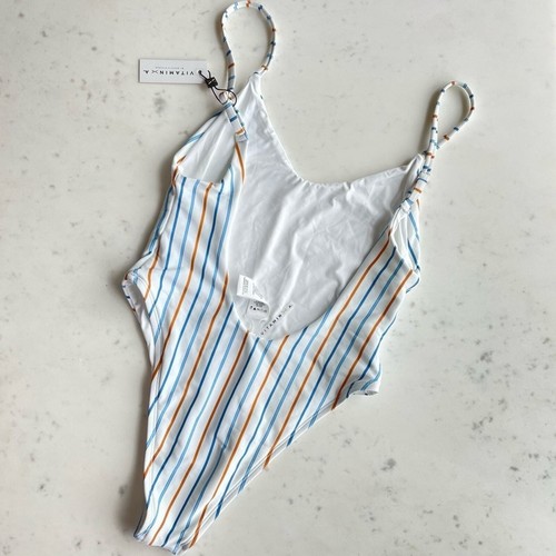 NWT Vitamin A Yasmeen One Piece Swimsuit in Palm Springs Stripe Sz Large - Picture 9 of 13