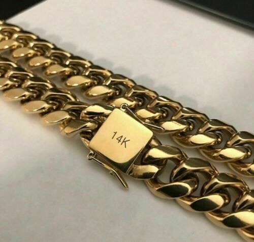 Herren Miami Kubanisches Glied Kette Armband 14K/18K Vergoldet Edelstahl 4-14 mm - Bild 5 von 12