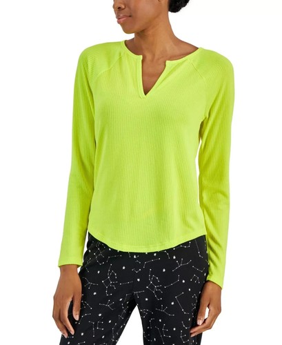 Jenni Women's Ribbed Split-Neck Long Sleeve Pajama Sleep Top, Sizes/ Colors - Picture 4 of 11