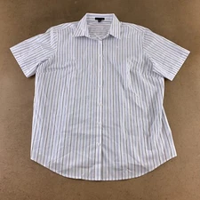 Fourmy Cintas Women's Size 2XW RG White Striped Short Sleeve Button Front Shirt