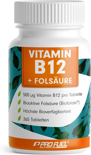 VITAMIN B12 Hochdosiert - 365 Tabletten Mit 500Μg Vit B12 + 200Μg Biofolate® Fol