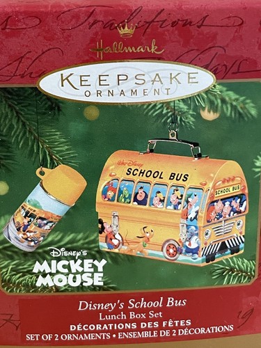 Hallmark Keepsake Ornament Disney's Mickey Mouse School Bus Lunch Box 2001 NEW - Picture 2 of 5