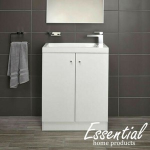 Floor Standing Bathroom Vanity Unit White Gloss Soft Close Alpine Duo 660 4120