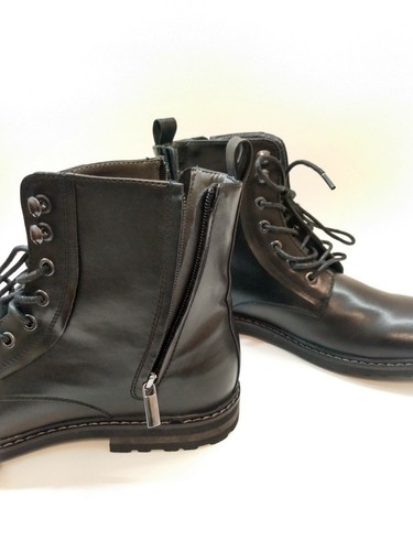 Herren RW Robert Wayne Thatcher schwarz Schnürstiefel Kampfstiefel mit doppeltem Reißverschluss Größe 9,5 - Bild 2 von 10
