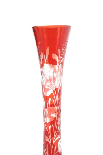 Bohemian antique Cut Ruby Glass 7" cabinet Vase - Picture 7 of 9