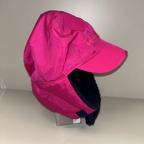 VTG Columbia Pink Sherpa Lined Nylon Trapper Cap Hat OSFA - Picture 4 of 11