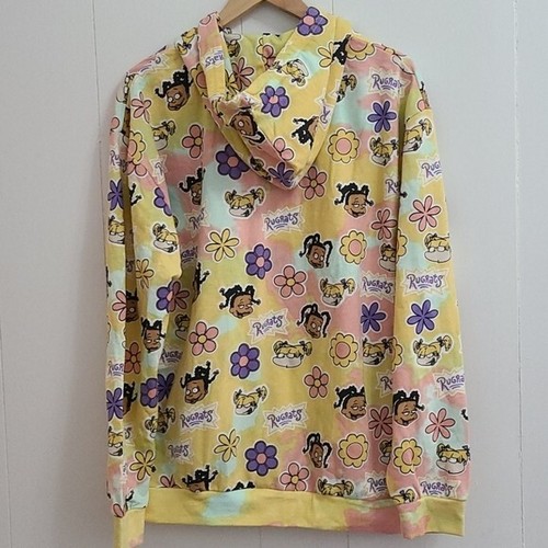Nickelodeon Women's  Orange Tie Dye Floral Rugrats Print Hoodie Size L NEW!! - Picture 5 of 9
