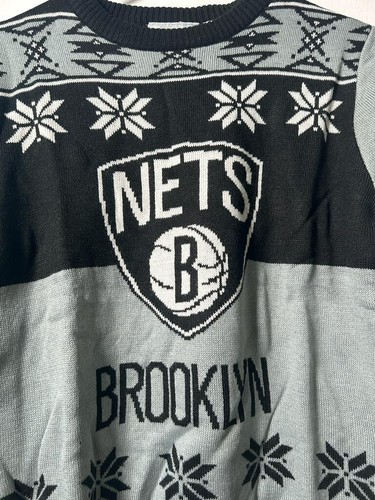 Outerstuff Youth Brooklyn Nets Long Sleeve Ugly Sweater, Black/Gray,Medium 10/12 - Picture 5 of 7