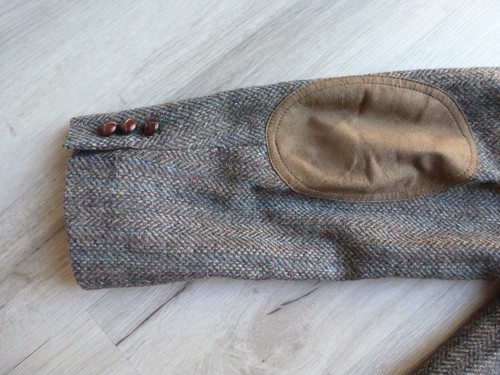 VTG 70s-80's Pendleton Western Sport Coat 44 Long Herringbone Wool Suede Elbows - Picture 15 of 18