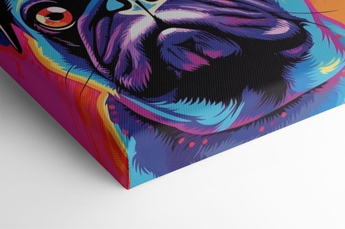 Colourful Cute Pug Dog Canvas Print Wall Art Animal Picture Wall Hanging - Picture 3 of 9