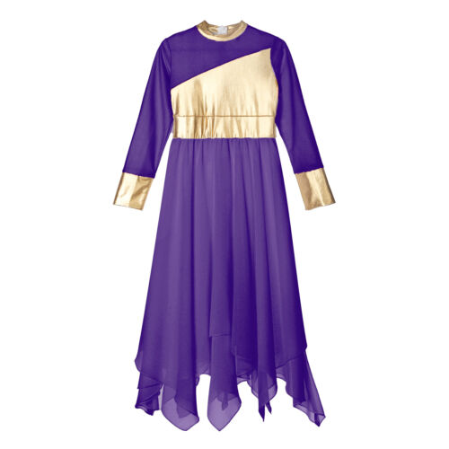 Niños Niñas Metálico Litúrgico Alabanza Adoración Baile Vestido Asimétrico Ropa de baile - Imagen 49 de 54