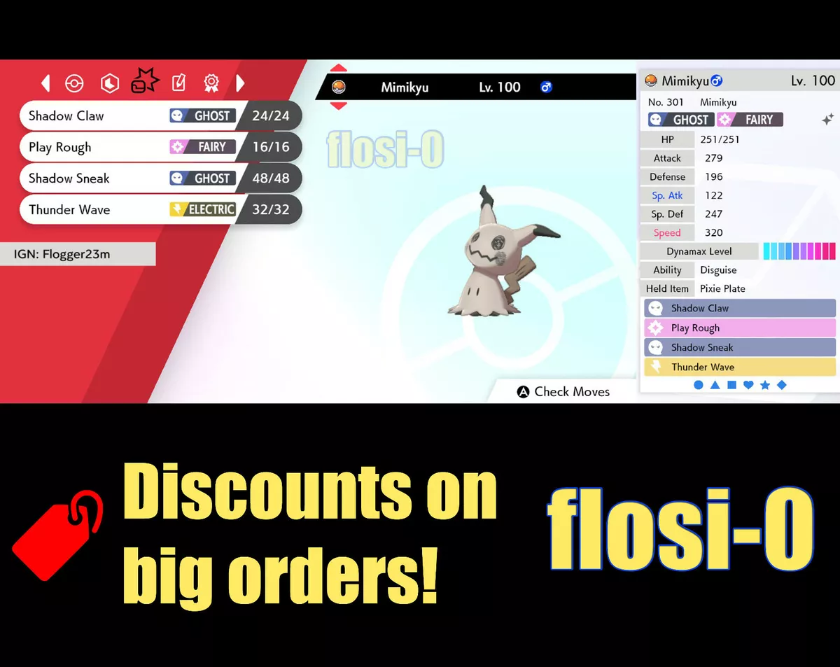 Shiny Mimikyu / Pokemon Sword and Shield / 6IV Pokemon / Shiny