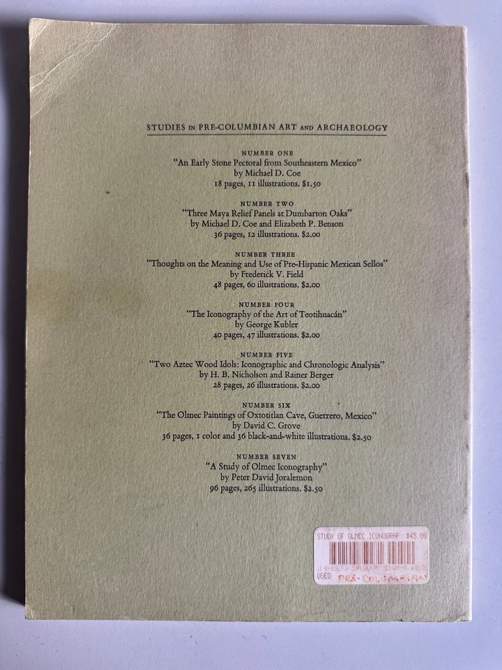 A STUDY OF OLMEC ICONOGRAPHY-BY PETER DAVID JORALEMON-1971-PAPERBACK BOOK - Image 2 of 4