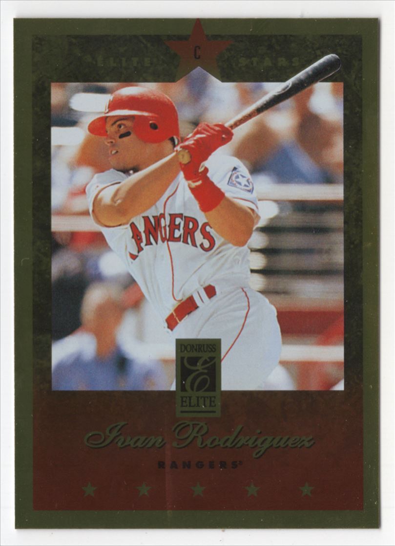 1997 Donruss Elite Gold Stars Ivan Rodriguez Texas Rangers #13