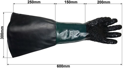 Sandstrahlhandschuhe  600 mm lang für Sandstrahlkabine SBC  220/350/420/990 - Bild 2 von 6