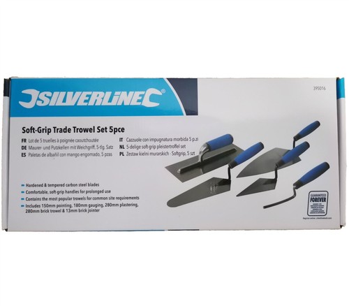 Silverline 5pc Plastering Brick Jointing Gauging Hand Trowel Tool Set Soft Grip - Picture 2 of 3