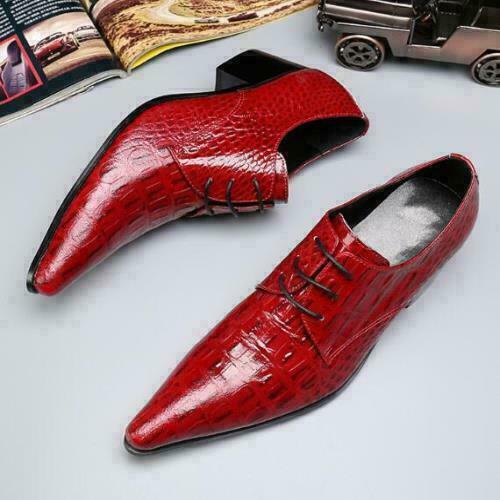 38-46 Mens Low Top Real Leather Business Shoes Pointy Toe Oxfords Lace up Club D - Picture 3 of 12