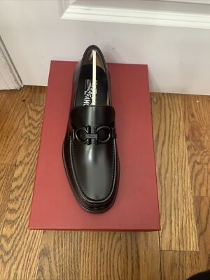 New Salvatore Ferragamo ROLO Black Leather Men Loafers Shoes