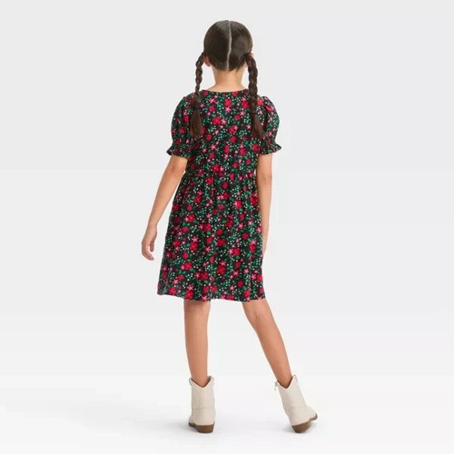 Girls' Short Sleeve Woven Dress - Cat & Jack Large - Picture 3 of 3