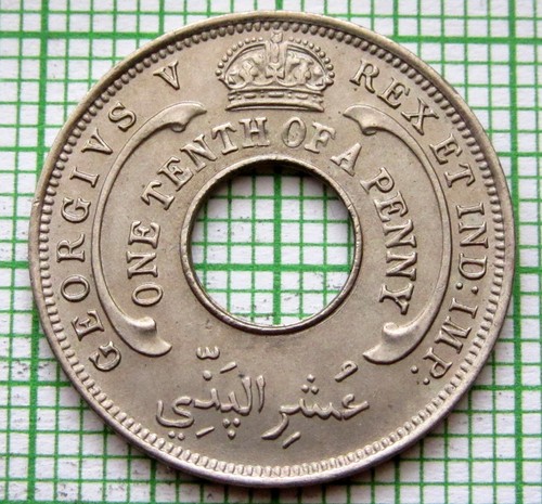 BRITISH WEST AFRICA GEORGE V 1928 1/10 PENNY, UNC - Picture 2 of 6