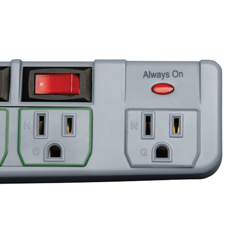 6FT Tripp Lite 7 Outlet Eco Green Surge Protector - Cool Gray - Picture 4 of 4