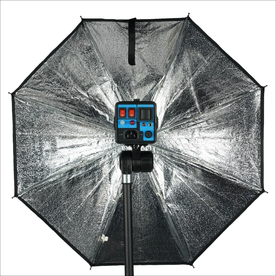 168W Monolight Strobe Flash with Modeling Lamp and 24" Black/Silver Umbrella - Image 3 of 4