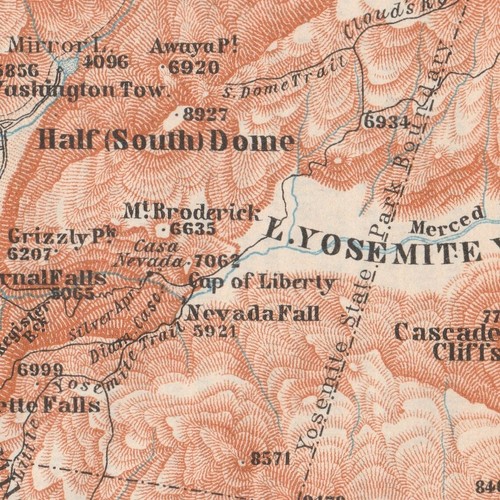 YOSEMITE VALLEY 1909 Original Map SIERRA NEVADA California USA - Picture 3 of 6