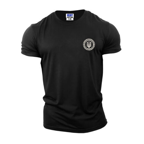 T-shirt uomo ricamata cerchio ucraino ucraino ucraina grafica tridente sarcastica - Foto 9 di 11