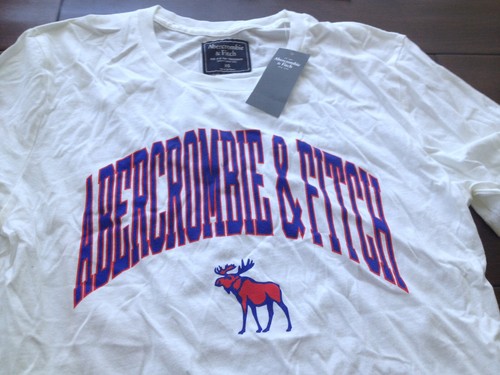 【New】Abercrombie & Fitch Men's【A&F Moose Logo Graphic Short Sleeve Tee】White @XS - Picture 7 of 10